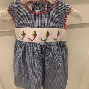Silly goose Blue gingham smocked kite dress 10 m